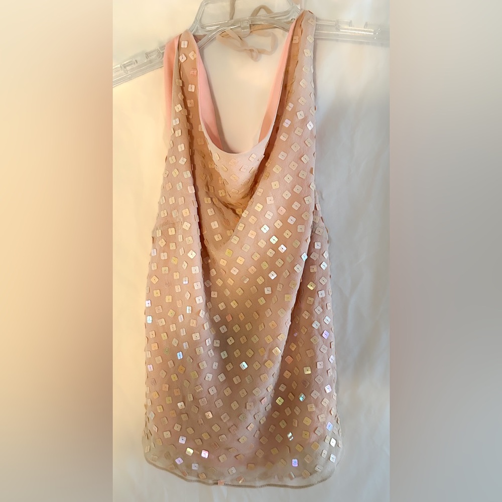 Express peach Silk and Sequin halter top
